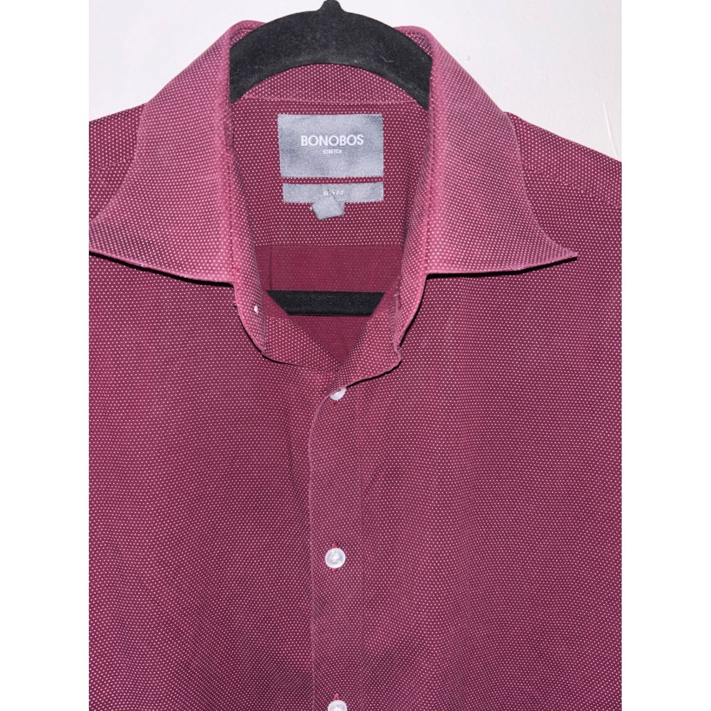 Bonobos Button Down Shirt Mens 16 34 Burgundy